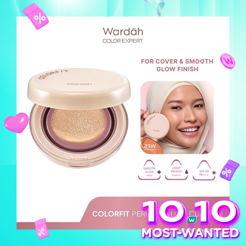 Colorfit Perfect Glow Cushion 43W Golden Sand 15g - Tahan Lama Hingga 12 Jam Dilengkapi SPF 33 PA+++ - Hasil Akhir Glowing dan Menyatu Dengan Warna Kulit - High Coverage