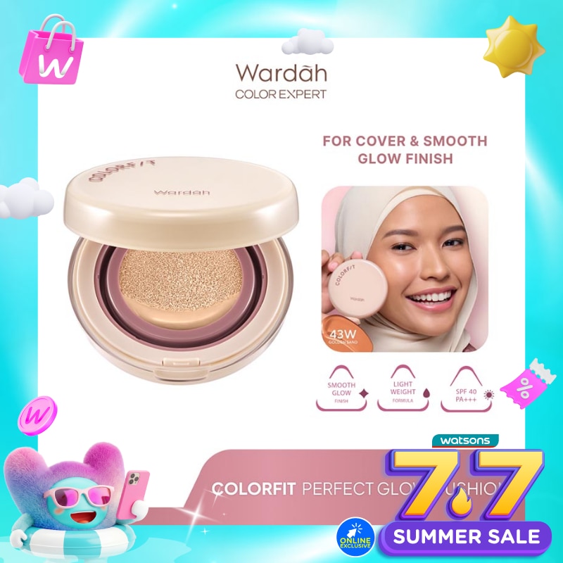 Colorfit Perfect Glow Cushion 43W Golden Sand 15g - Tahan Lama Hingga 12 Jam Dilengkapi SPF 33 PA+++ - Hasil Akhir Glowing dan Menyatu Dengan Warna Kulit - High Coverage