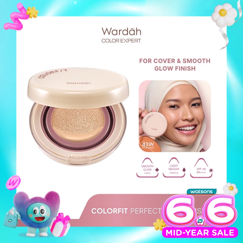 Colorfit Perfect Glow Cushion 43W Golden Sand 15g - Tahan Lama Hingga 12 Jam Dilengkapi SPF 33 PA+++ - Hasil Akhir Glowing dan Menyatu Dengan Warna Kulit - High Coverage