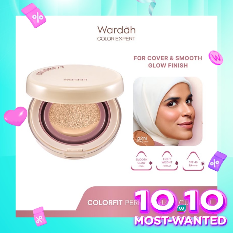 Colorfit Perfect Glow Cushion 42N Neutral Sand 15g - Tahan Lama Hingga 12 Jam Dilengkapi SPF 33 PA+++ - Hasil Akhir Glowing dan Menyatu Dengan Warna Kulit - High Coverage