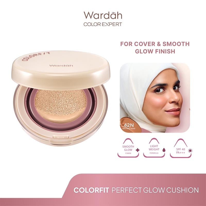 Colorfit Perfect Glow Cushion 42N Neutral Sand 15g - Tahan Lama Hingga 12 Jam Dilengkapi SPF 33 PA+++ - Hasil Akhir Glowing dan Menyatu Dengan Warna Kulit - High Coverage