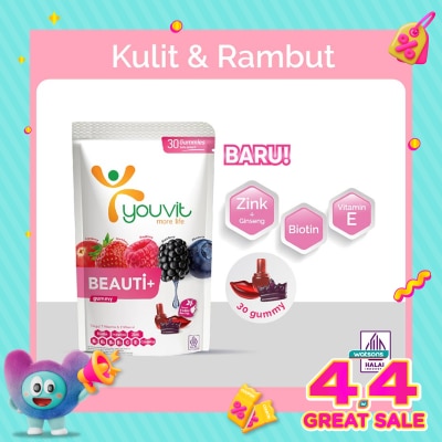 YOUVIT - Youvit Beauti+ 30 Hari dengan Ginseng, Biotin dan Vitamin E 120g