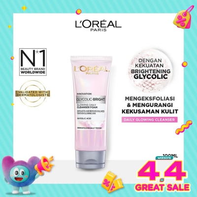 L'OREAL - L'Oreal Glycolic Bright Glowing Daily Cleanser Foam 100ml