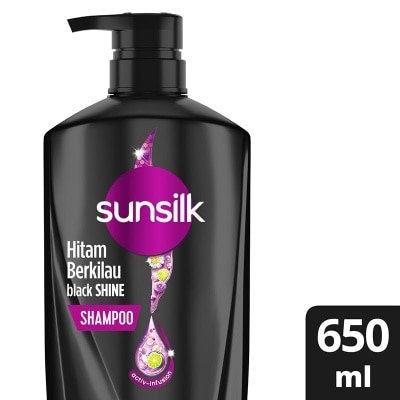 SUNSILK Shampoo Rambut Hitam Berkilau Black Shine Activ-Infusion dengan Urang Aring 650 ml