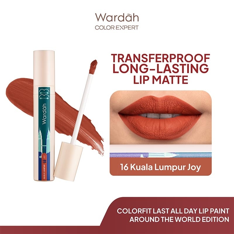 Colorfit Lip Paint Around the World 16. Kuala Lumpur Joy 4.2g - Lip Cream Tahan Lama Hingga 12 Jam dan Transferproof - Pigmented - Tekstur Creamy dan Nyaman Digunakan