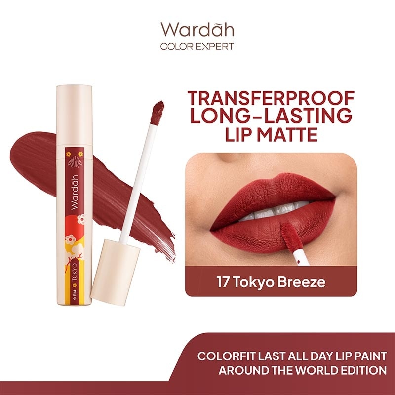 Colorfit Lip Paint Around the World 17. Tokyo Breeze 4.2g - Lip Cream Tahan Lama Hingga 12 Jam dan Transferproof - Pigmented - Tekstur Creamy dan Nyaman Digunakan