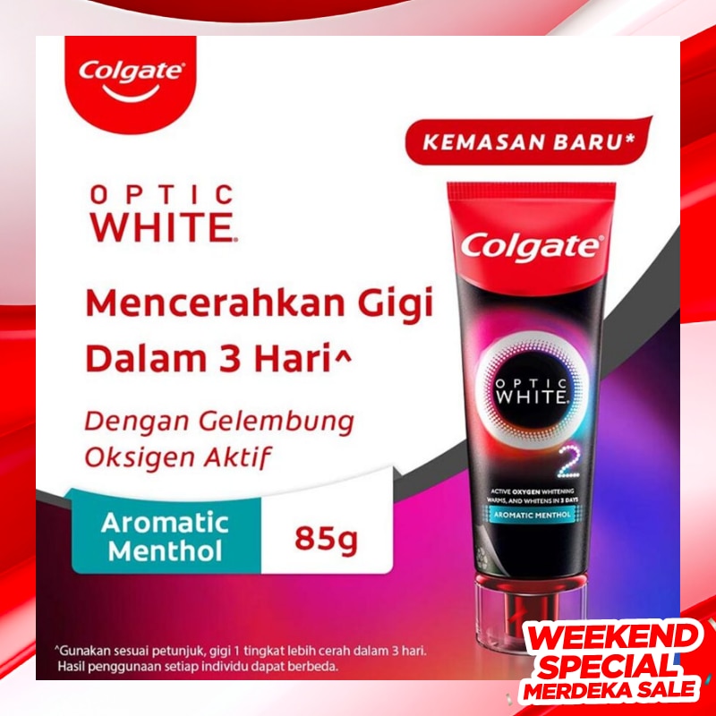 Colgate Optic White O2 85g Aromatic Menthol - Pasta Gigi Pemutih
