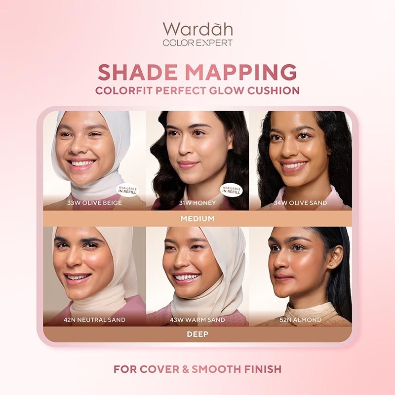 Wardah Refill Colorfit Perfect Glow Cushion 22N Light Ivory 15g - Tahan Lama Hingga 12 Jam Dilengkapi SPF 33 PA+++