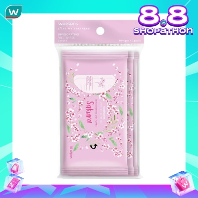 WATSONS Invigorating Wet Wipes Sakura 10SX3