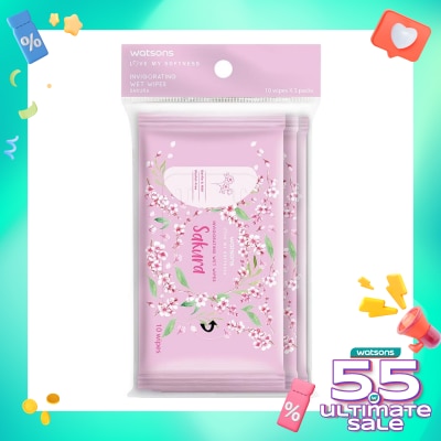 WATSONS Invigorating Wet Wipes Sakura 10SX3