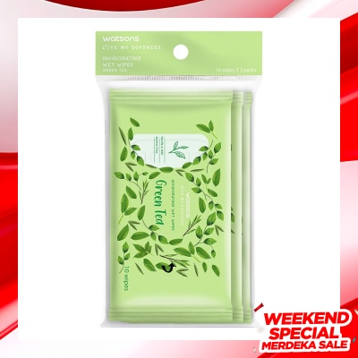 WATSONS Invigorating Wet Wipes Green Tea 10SX3