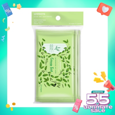 WATSONS Invigorating Wet Wipes Green Tea 10SX3