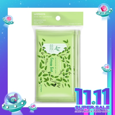 WATSONS Invigorating Wet Wipes Green Tea 10SX3