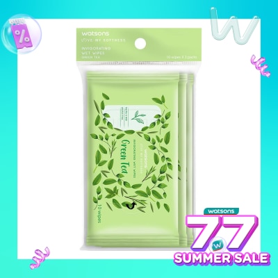 WATSONS Invigorating Wet Wipes Green Tea 10SX3