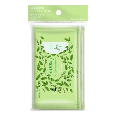 WATSONS Invigorating Wet Wipes Green Tea 10SX3