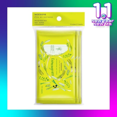 WATSONS Invigorating Wet Wipes Lemongrass 10SX4