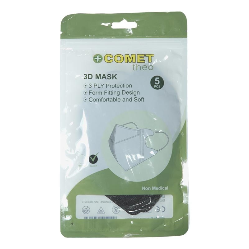 3D Mask Black Sachet 5'S