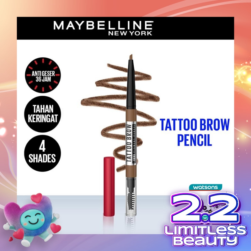 MAYBELLINE Tattoo Brow 36H Pencil Natural Brown - Eye Makeup - Pensil Alis Cokelat