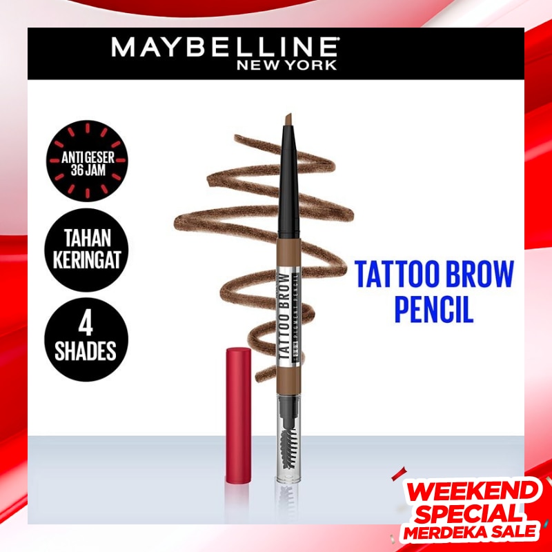MAYBELLINE Tattoo Brow 36H Pencil Natural Brown - Eye Makeup - Pensil Alis Cokelat