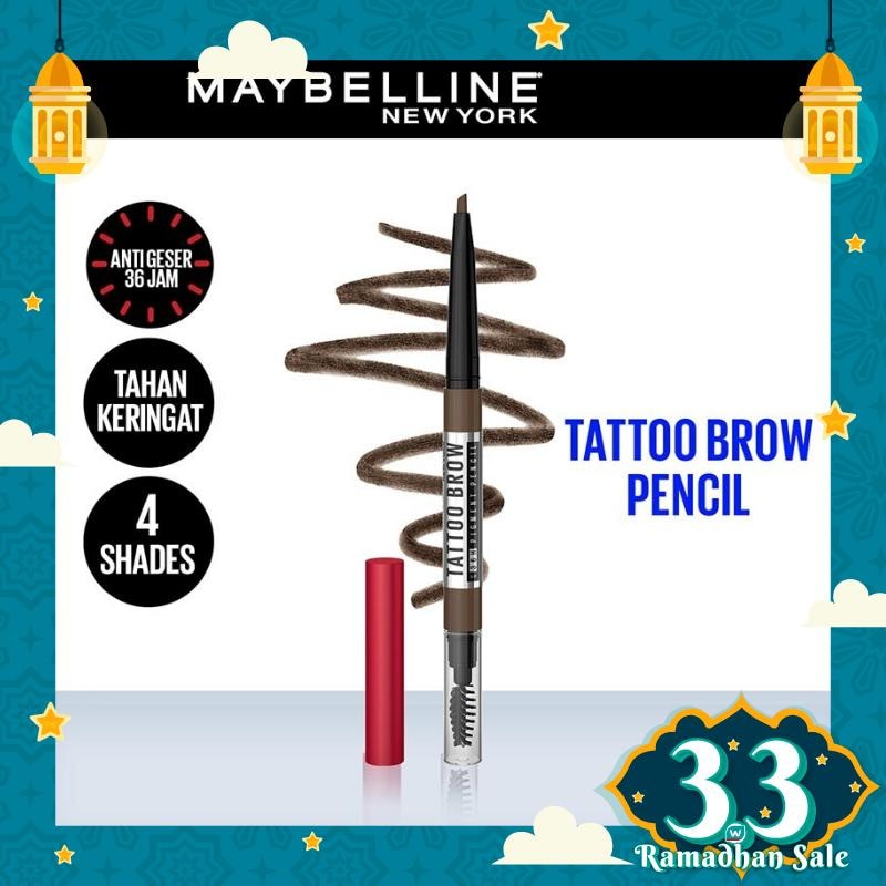 MAYBELLINE Tattoo Brow 36H Pencil Dark Brown - Eye Makeup - Pensil Alis Cokelat