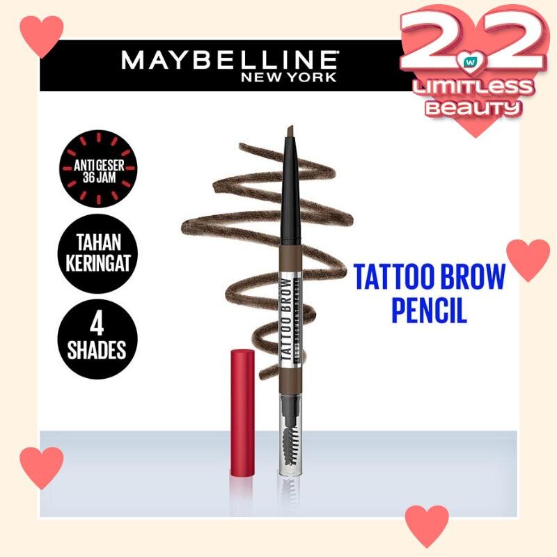 MAYBELLINE Tattoo Brow 36H Pencil Dark Brown - Eye Makeup - Pensil Alis Cokelat