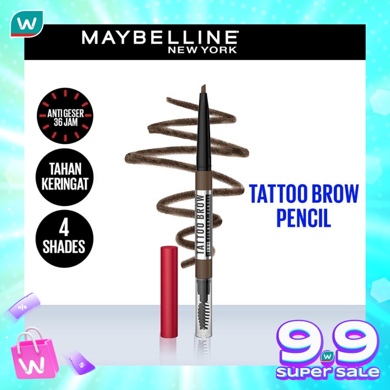MAYBELLINE Tattoo Brow 36H Pencil Dark Brown - Eye Makeup - Pensil Alis Cokelat