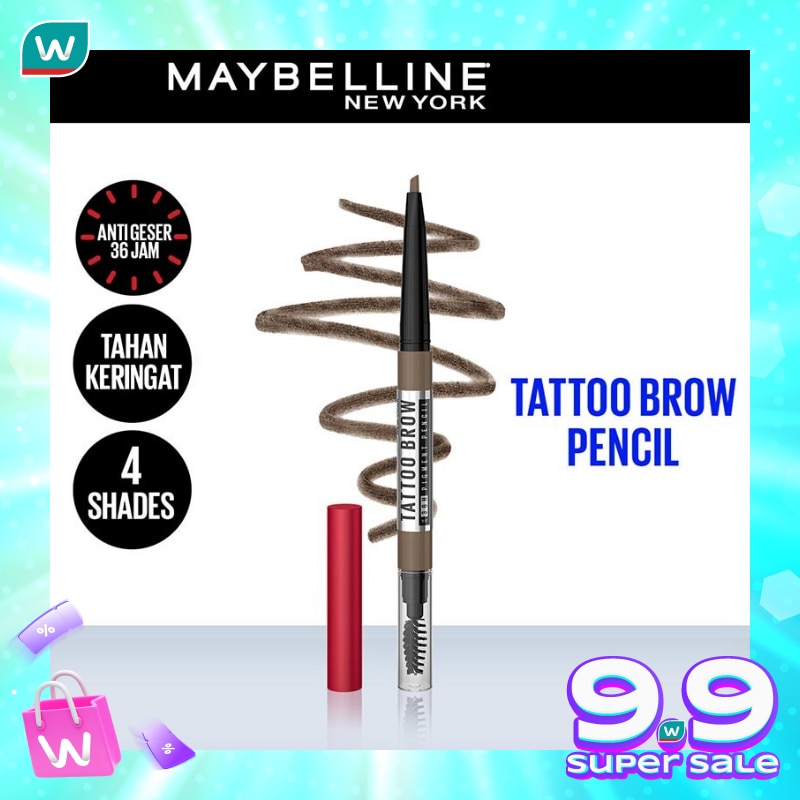 MAYBELLINE Tattoo Brow 36H Pencil Grey Brown - Eye Makeup - Pensil Alis Abu-Abu