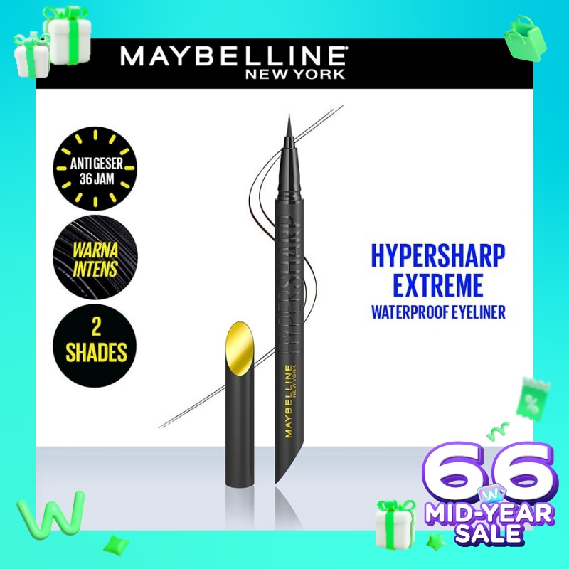 MAYBELLINE Hypersharp Extreme Liquid Eyeliner - Eye MakeUp - Waterproof Eyeliner Hitam