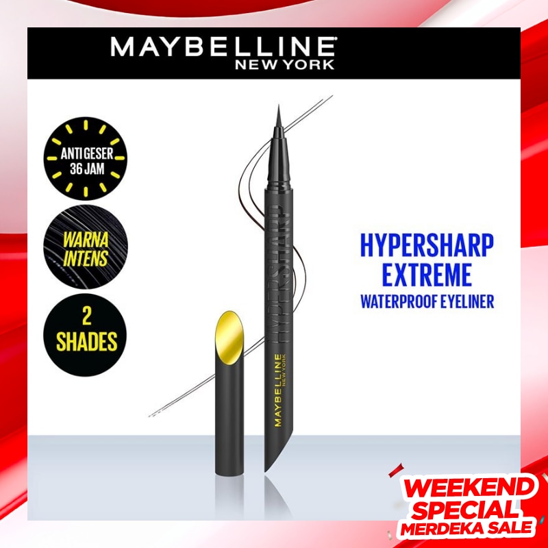 MAYBELLINE Hypersharp Extreme Liquid Eyeliner - Eye MakeUp - Waterproof Eyeliner Hitam