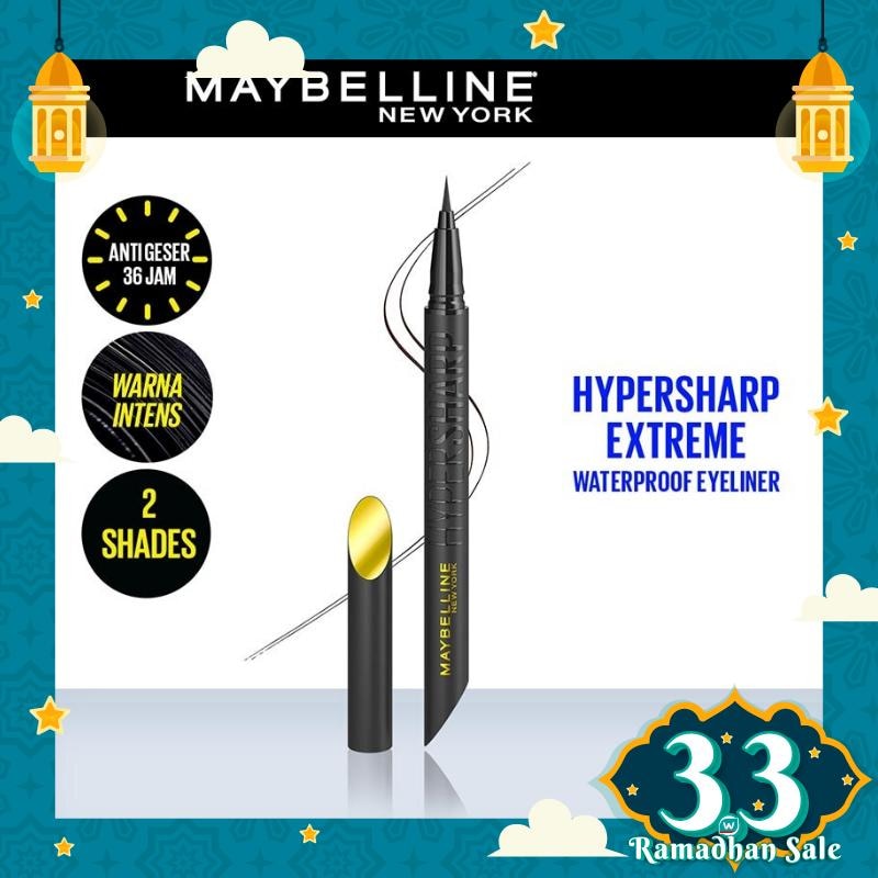 MAYBELLINE Hypersharp Extreme Liquid Eyeliner - Eye MakeUp - Waterproof Eyeliner Hitam