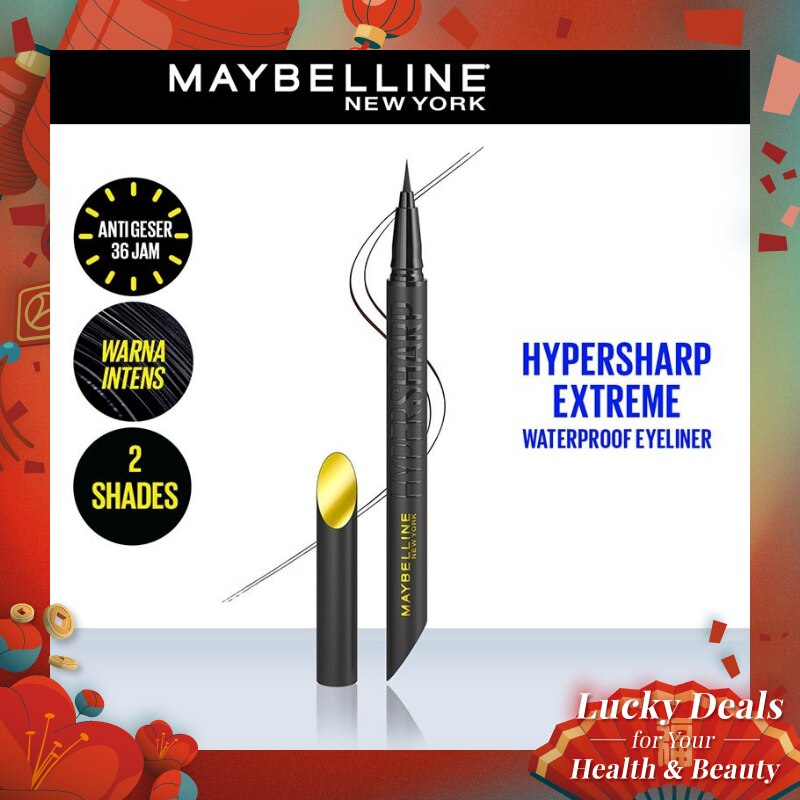 MAYBELLINE Hypersharp Extreme Liquid Eyeliner - Eye MakeUp - Waterproof Eyeliner Hitam