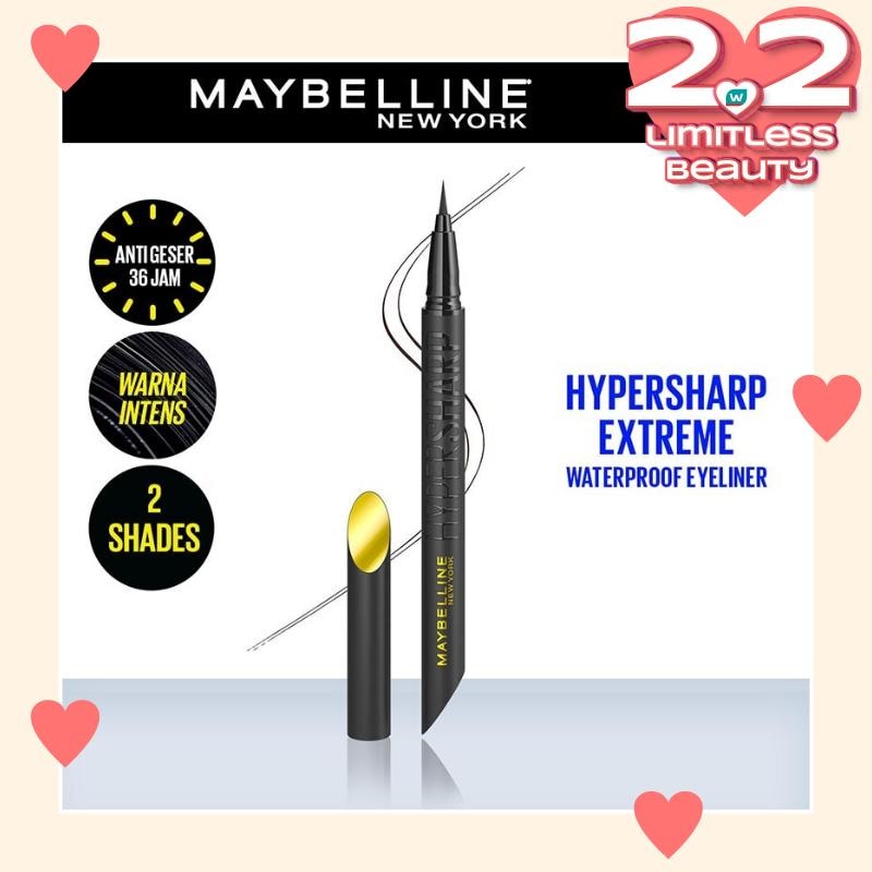 MAYBELLINE Hypersharp Extreme Liquid Eyeliner - Eye MakeUp - Waterproof Eyeliner Hitam