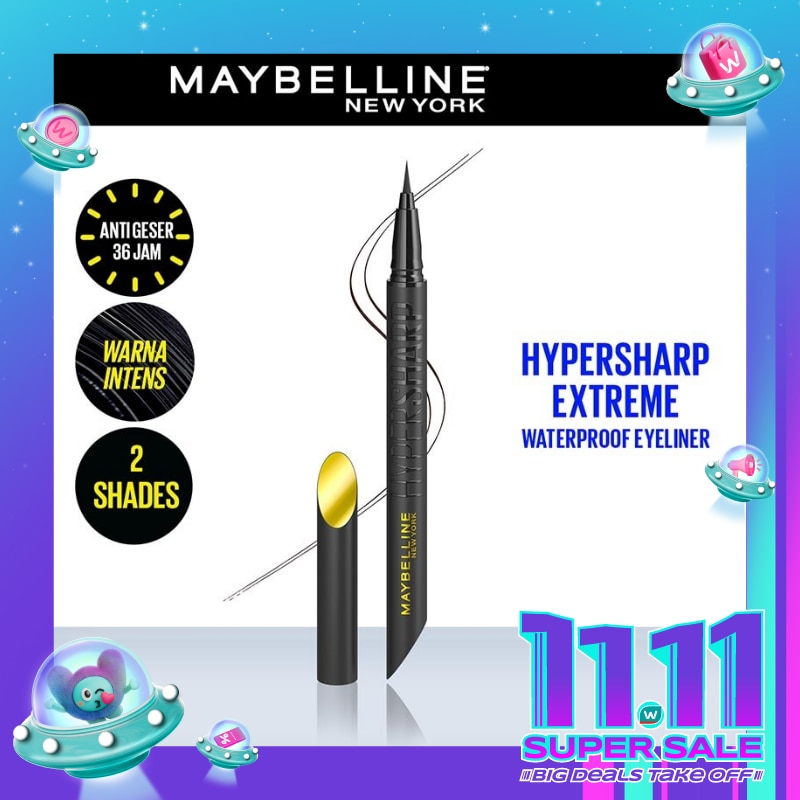MAYBELLINE Hypersharp Extreme Liquid Eyeliner - Eye MakeUp - Waterproof Eyeliner Hitam