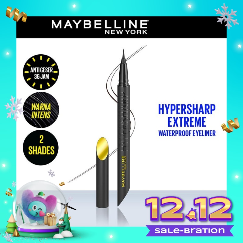 MAYBELLINE Hypersharp Extreme Liquid Eyeliner - Eye MakeUp - Waterproof Eyeliner Hitam