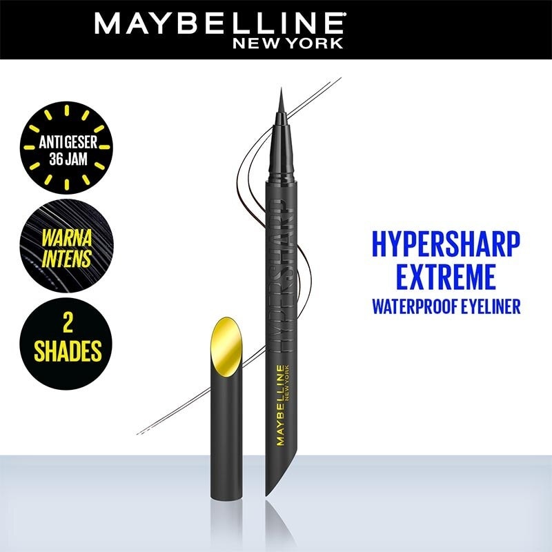 MAYBELLINE Hypersharp Extreme Liquid Eyeliner - Eye MakeUp - Waterproof Eyeliner Hitam