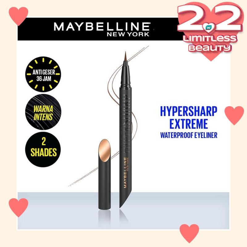 MAYBELLINE Hypersharp Extreme Liquid Eyeliner - Eye MakeUp - Waterproof Eyeliner Cokelat