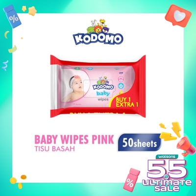 KODOMO Kodomo Baby Wipes Rice Milk Pink 50'S