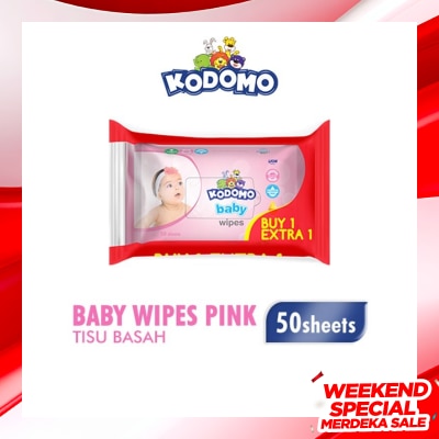 KODOMO Kodomo Baby Wipes Rice Milk Pink 50'S