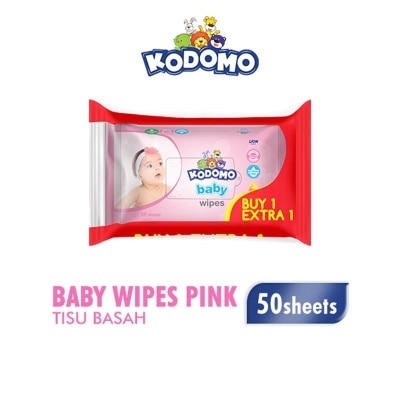 KODOMO Kodomo Baby Wipes Rice Milk Pink 50'S