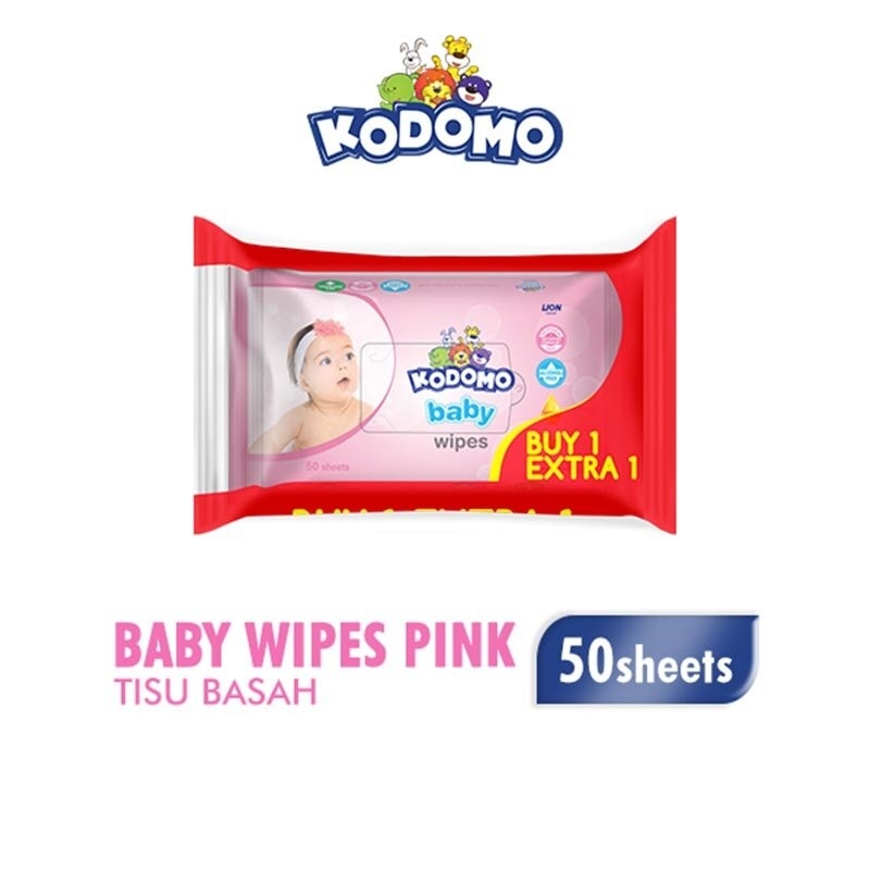 Kodomo Baby Wipes Rice Milk Pink 50'S