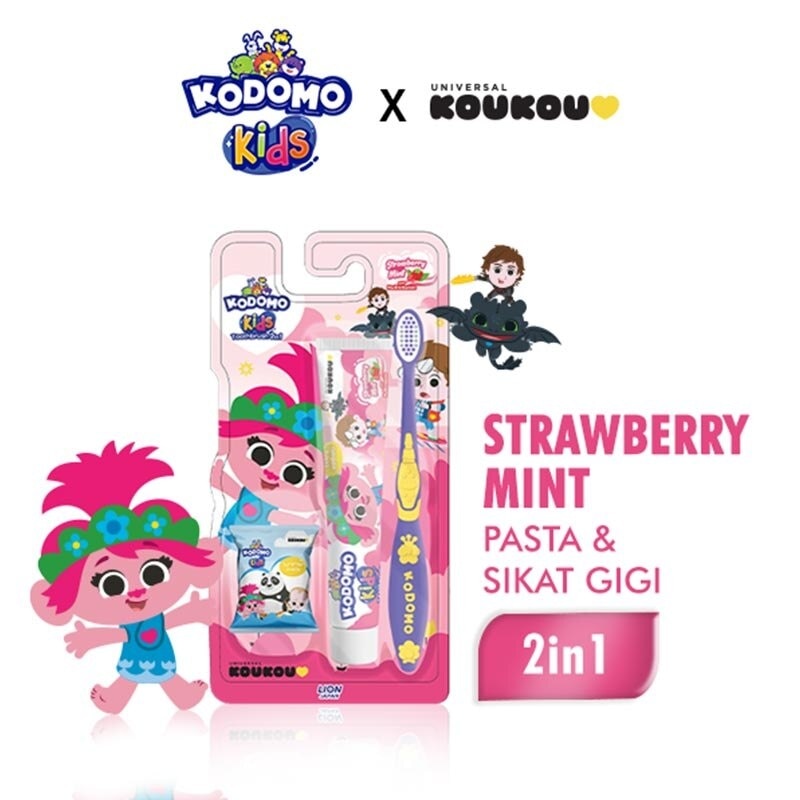 Kodomo Pasta & Sikat Gigi 2In1 Pro Kids Strawberry Mint