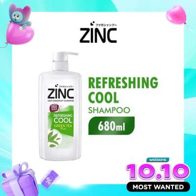ZINC Shampoo Refreshing Cool Green Tea Mint Botol 680ml image