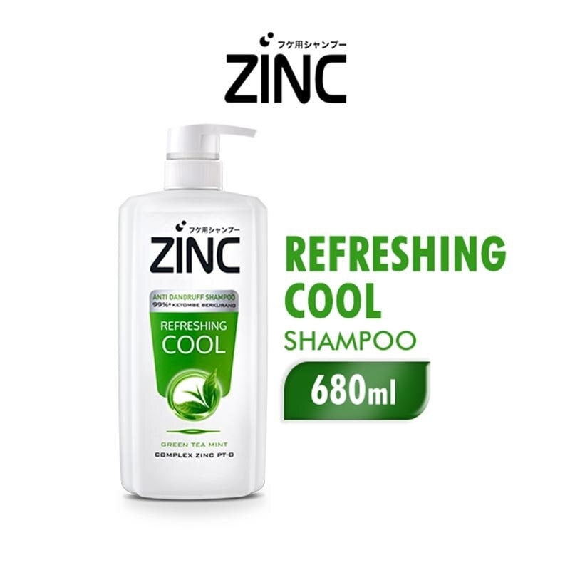 Zinc Shampoo Refreshing Cool Green Tea Pump 680ml