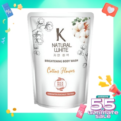 K NATURAL Bodywash White Cotton Flower Pouch 400ml