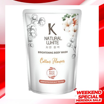 K NATURAL Bodywash White Cotton Flower Pouch 420ml