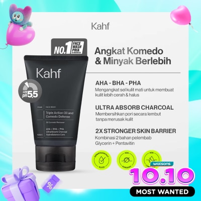 KAHF Triple Action Oil and Comede Defense Face Wash 100 ml image