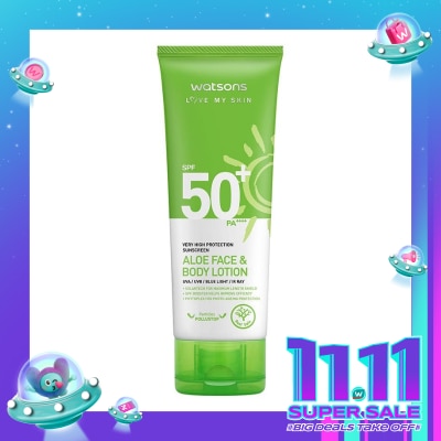 WATSONS Very High Protection Sunscreen Aloe Face Body Lotion SPF50+ PA++++ 100ml