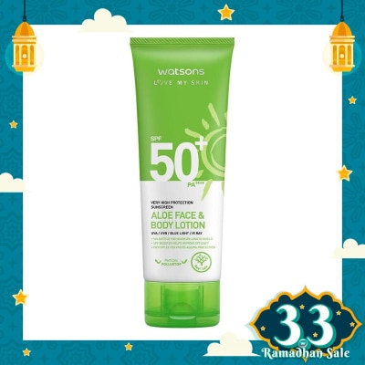 WATSONS Very High Protection Sunscreen Aloe Face Body Lotion SPF50+ PA++++ 100ml