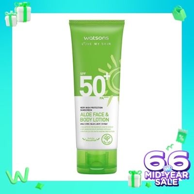 WATSONS Very High Protection Sunscreen Aloe Face Body Lotion SPF50+ PA++++ 100ml