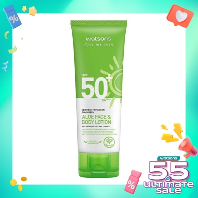 WATSONS Very High Protection Sunscreen Aloe Face Body Lotion SPF50+ PA++++ 100ml